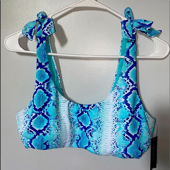 Ambrielle Blue Snake Skin Bikini Top - Picture 1 of 2
